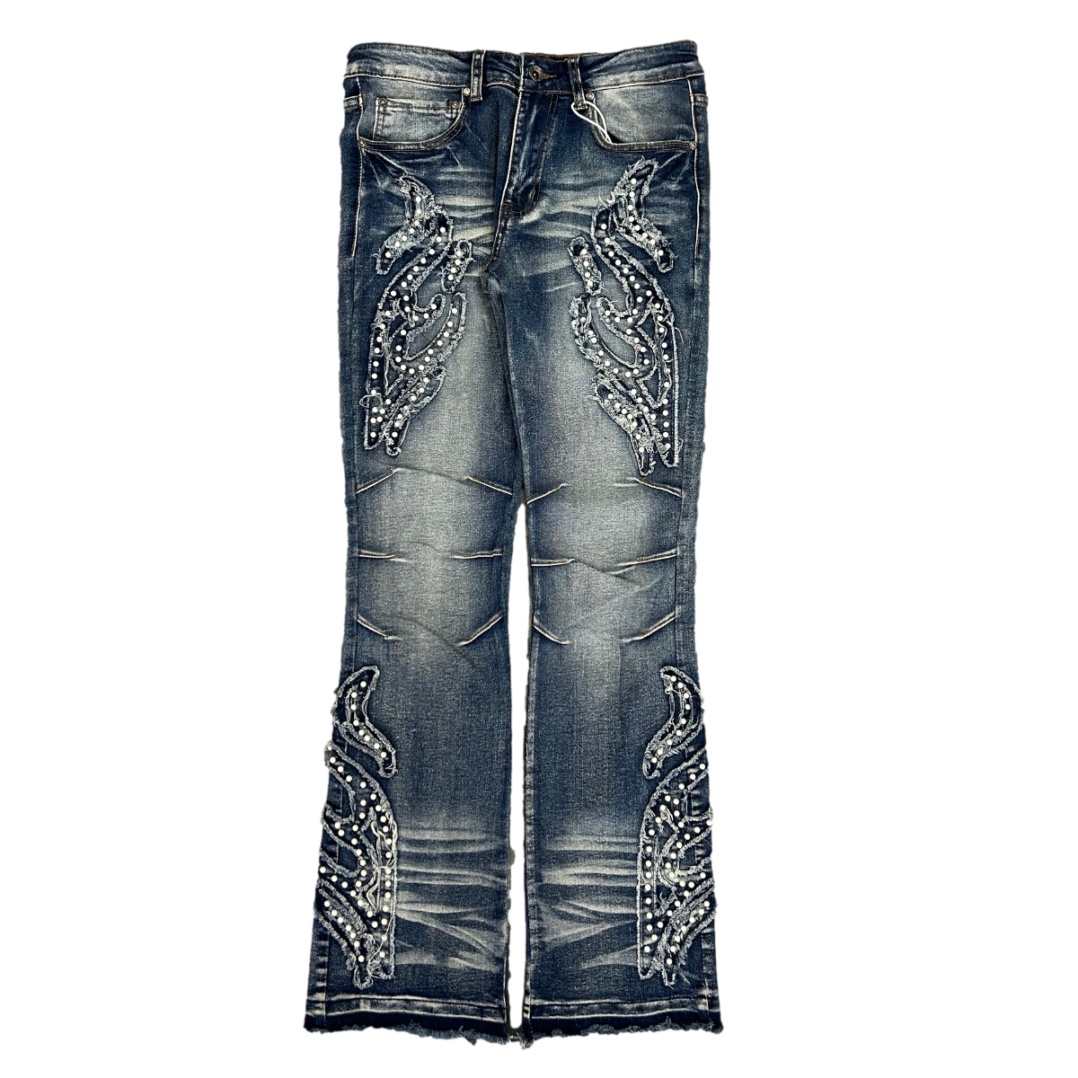 Voyage Studios | Pearl Flame Flare Jeans - Medium Wash