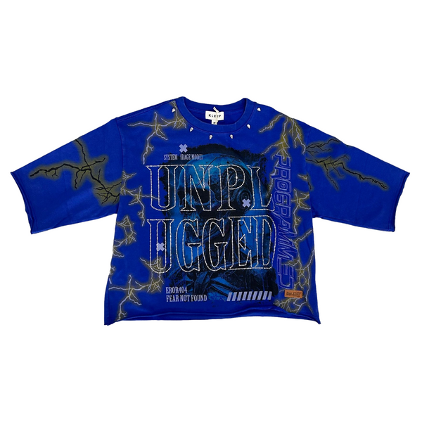 kleep-unplugged-rhinestone-graphic-mens-cropped-tee-royal-blue-memphis-urban-wear