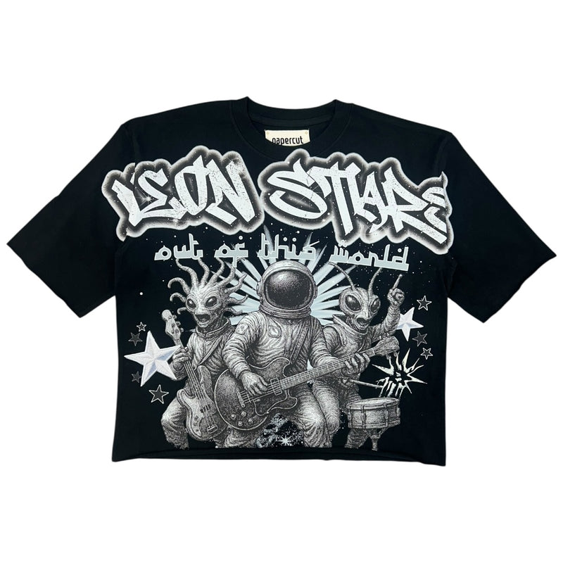 Papercut | Neon Stars Graphic Cropped Tee - Black
