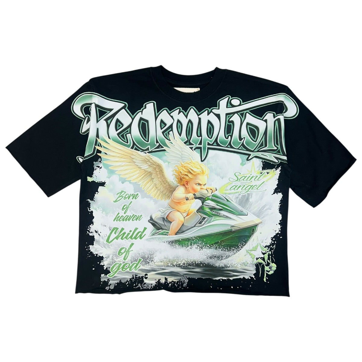 Papercut | Redemption Angel Graphic Cropped Tee - Black/Green