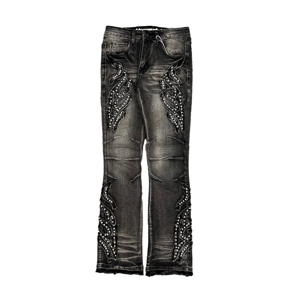 voyage-studios-pearl-flame-mens-flare-jeans-black-wash-memphis-urban-wear