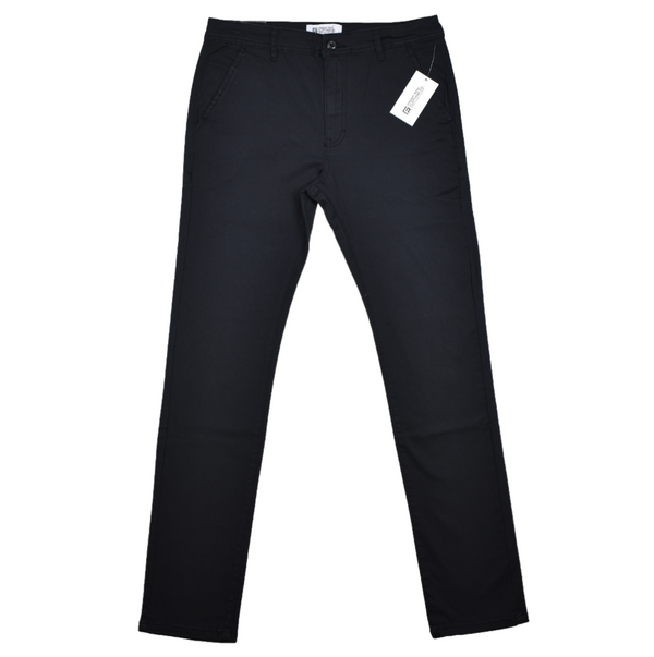 FRONT ROW MEN'S STRETCH COTTON CHINO PANTS - BLACK
