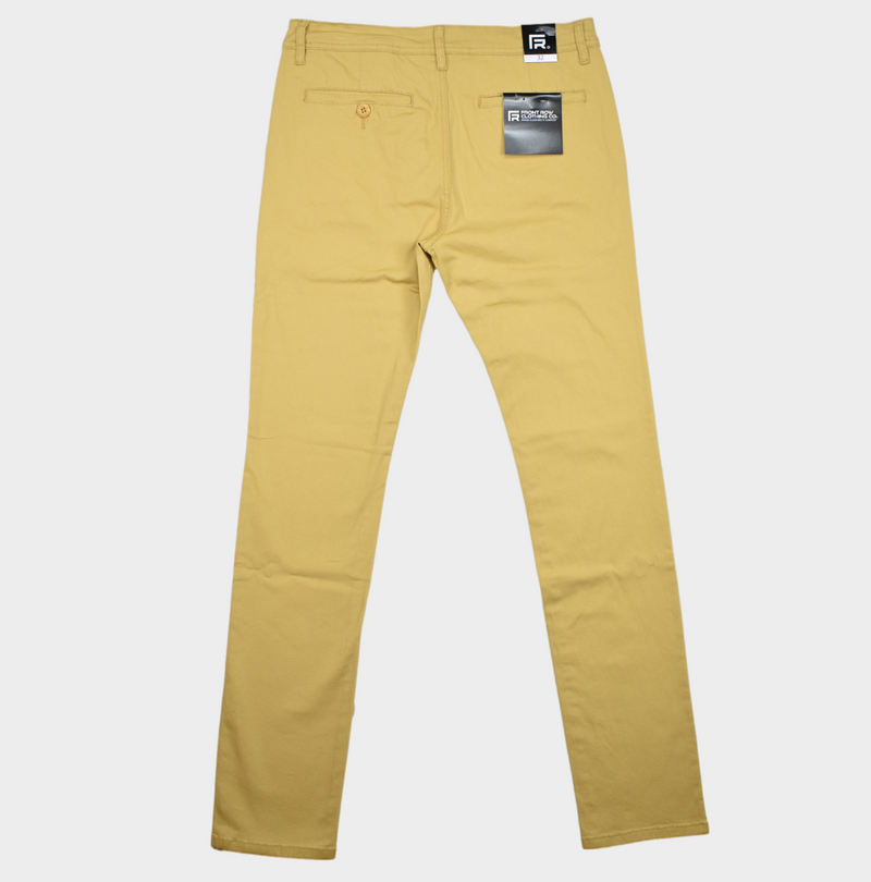 FRONT ROW MEN'S STRETCH COTTON CHINO PANTS - KHAKI
