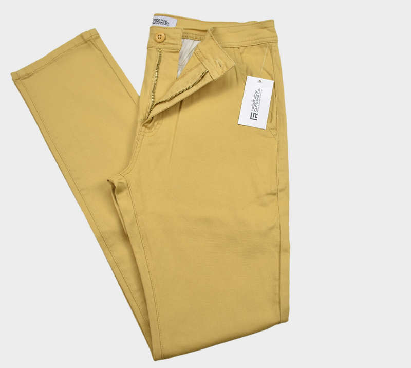 FRONT ROW MEN'S STRETCH COTTON CHINO PANTS - KHAKI