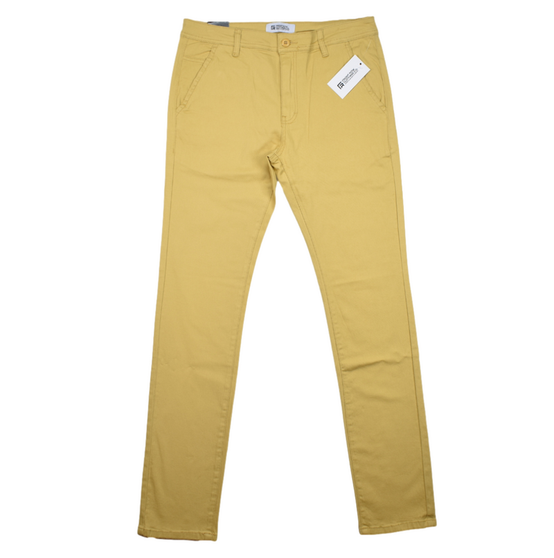 FRONT ROW MEN'S STRETCH COTTON CHINO PANTS - KHAKI