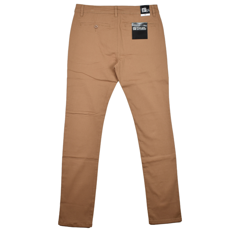 FRONT ROW MEN'S STRETCH COTTON CHINO PANTS - WHEAT