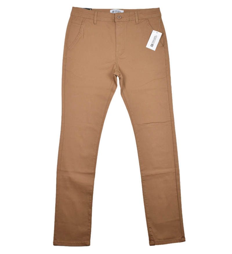 FRONT ROW MEN'S STRETCH COTTON CHINO PANTS - WHEAT