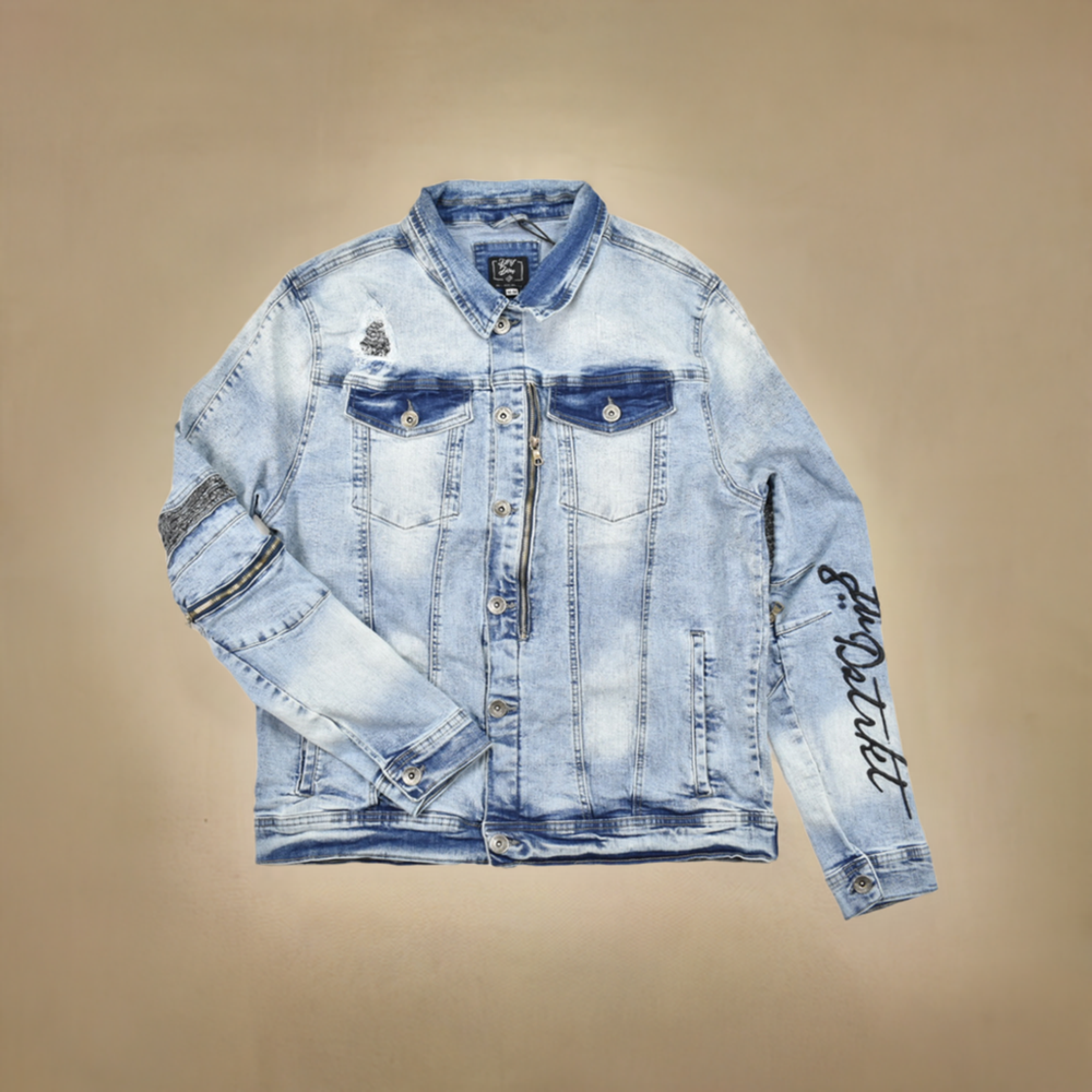 8Ighth Dstrkt Moto Bandana Denim Jacket | Memphis Urban Wear