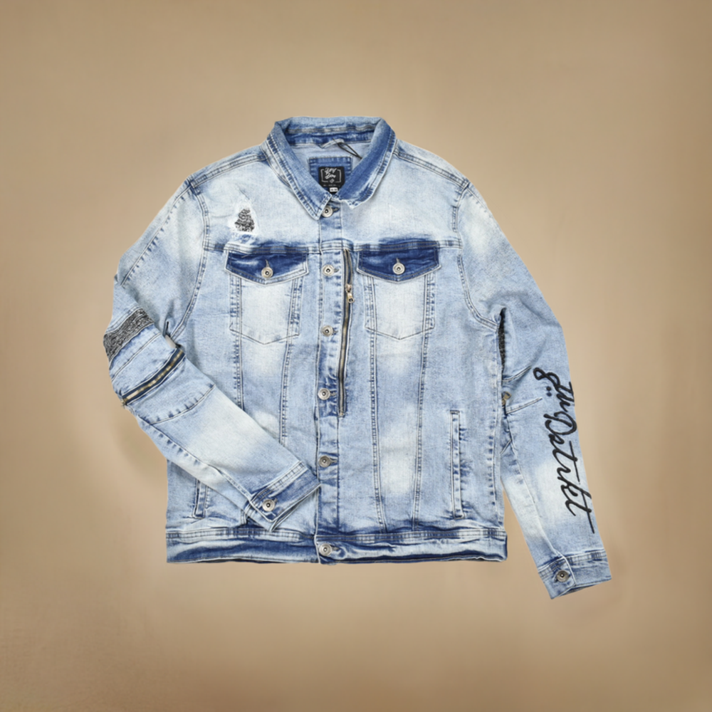 8Ighth Dstrkt Moto Bandana Denim Jacket | Memphis Urban Wear