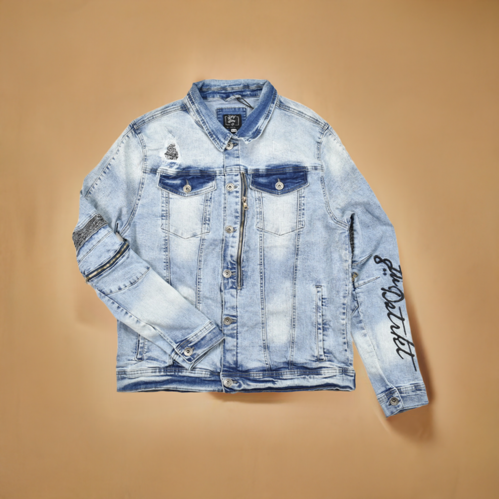8Ighth Dstrkt Moto Bandana Denim Jacket | Memphis Urban Wear