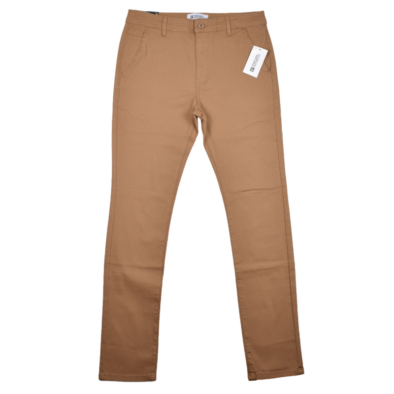 FRONT ROW MEN'S STRETCH COTTON CHINO PANTS - WHEAT