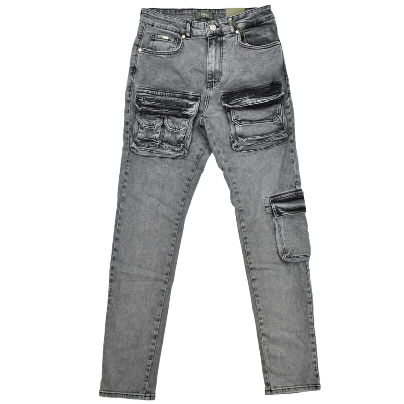 Ceca NY Clothing Mens Ice Grey Pocket Jeans Memphis Urban Wear