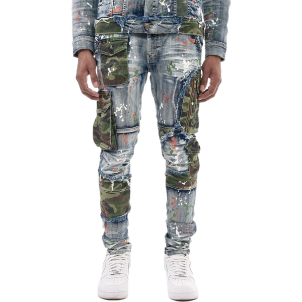 Copper Rivet Camo Pocket Jeans Memphis Urban Wear