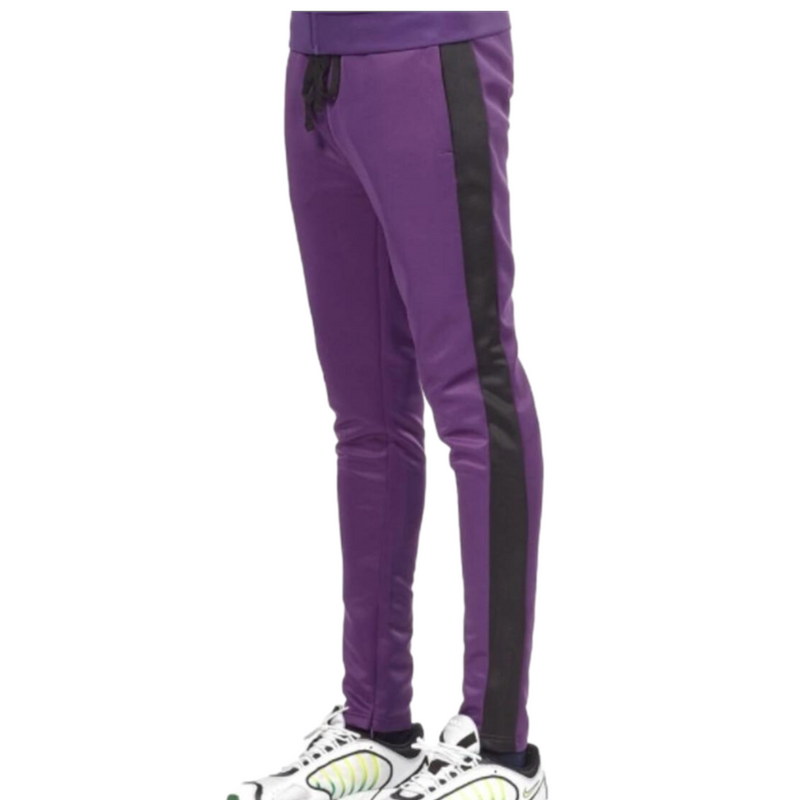 Purple and black track top pants