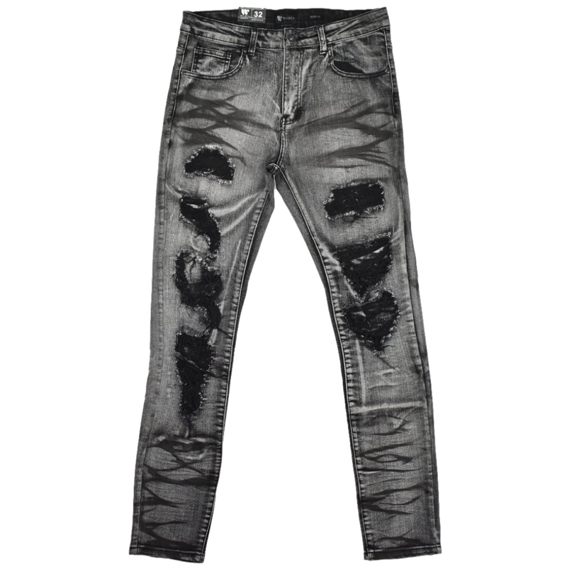    Waimea-Mens-Jeans-Black-Bleach-Skinny-Jeans-Memphis-Urban-Wear