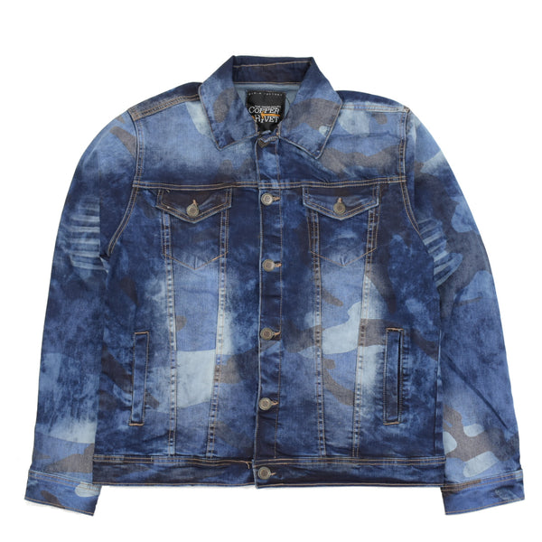 COPPER RIVET CAMO WASHED DENIM JACKET Memphis Urban Wear
