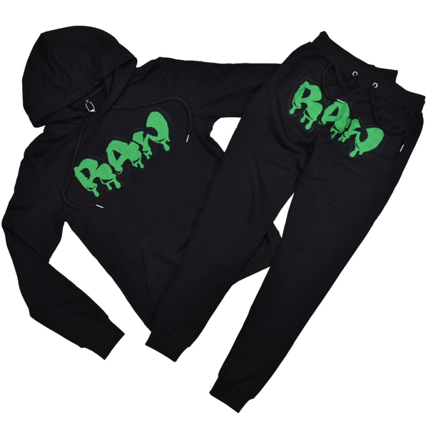 rawyalty-raw-drip-green-chenille-hoodie-jogger-set-memphis-urban-wear